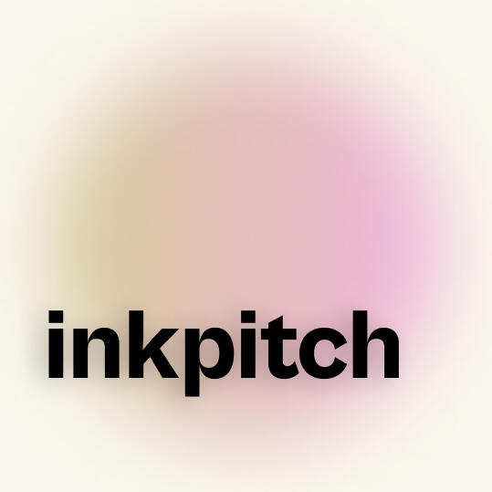 ink pitch logo with pink and orange blurred background